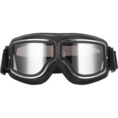 Lunettes de motocross anti-vent et sable, monture noire et verres argentés, réglables pour sports extrêmes (1/5)