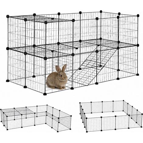 Modular Rodent Playpen, 35 Metal Panels, Black (1/5)