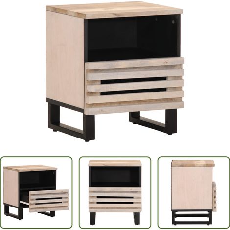 Bois de manguier -  Table de chevet 40x34x46 cm bois de manguier massif blanchi (1/5)