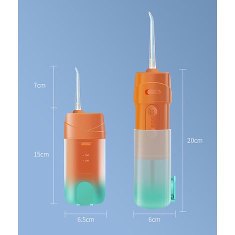 Idropulsore dentale portatile da 200 ml, cura ottimale per denti e gengive con tecnologia a impulsi, 3 modalità e 4 ugelli, rotazione a 360°, ricaricabile tramite USB, durata della batteria fino a 30 (1/4)