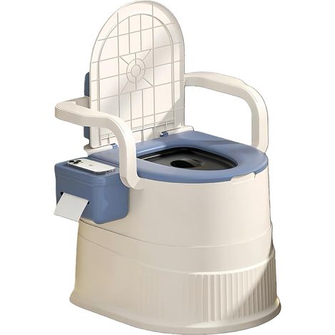 Camping Chaise De Toilette Portable avec Dos Et Mensonges, Design Ergonomique, Capacité Ce 150 kg, Facile à Nettoyer, Idéal pour Les Personnes âgées, Femmes Enceintes, Camping, Le (1/5)
