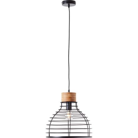 Brilliant Avia Pendelleuchte 35cm schwarz/holz, Metall/Holz, 1x A60, E27, 52 W (1/5)