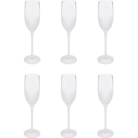Set de 6 flûtes en verre 21 cl, finition effet glacé, 7 cm x 25 cm