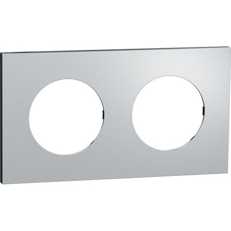 Plaque de finition 2 postes - Odace Métal 2025 - S913704 - Schneider - Effet aluminium