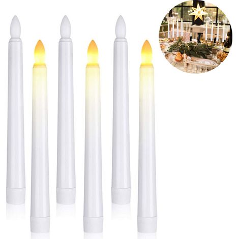 Bougies de fenêtre avec télécommande, paquets de 6 bougies LED sans flamme vacillantes fonctionnant sur piles, lumières pour la maison, les fêtes, les vacances, la décoration de Noël (6 paquets de bou (1/5)