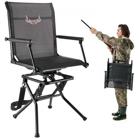 Faltstuhl Campingstuhl Anglerstuhl mit Armlehnen & Stahlrahmen & verstellbarem Tragegurt Klappstuhl Gartenstuhl (136 kg belastbar) 360° geräuschlos drehbar, für Picknick Garten Outdoor (1/5)