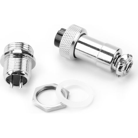 Lot de 5 connecteurs GX12 2 broches mâle/femelle pour panneau métallique, type prise aviation. (1/5)