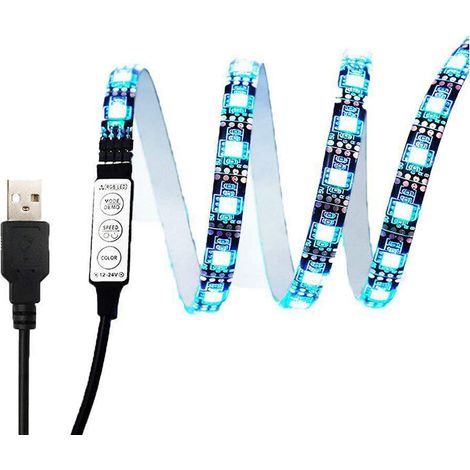 LAN Bande lumineuse LED bande lumineuse 5V avec USB rechargeable Mini Contrôleur de touche 2 mètres bande lumineuse décorative (1/5)