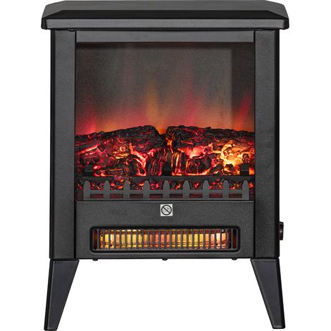 HOMCOM Camino Elettrico da 1800W con Effetto Fiamma a 3 Intensità Nero (1/5)