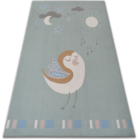 Teppich für Kinder LOKO Vogel grün Antirutsch  green 120x170 cm