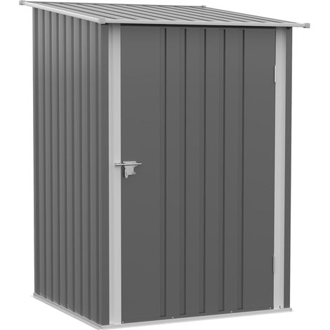 Abri de jardin en acier 0,92 m² avec toiture monopente et porte verrouillable, gris (1/5)