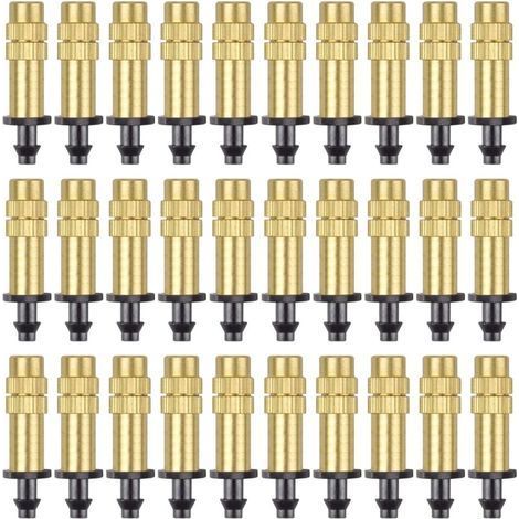 BUNTHAUS 30 Pièces Buse d'Atomisation en Cuivre Réglable Pulvérisateur d'Irrigation Goutte à Goutte 4 / 7mm Atomisation Micro Arroseur Équipement d'Irrigation Refroidissement Jardin Serre Légumes (1/5)