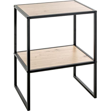 Table d'appoint, table de salon en bois coloris chêne et métal noir -longueur 45 x profondeur 35 x hauteur 60 cm (1/4)