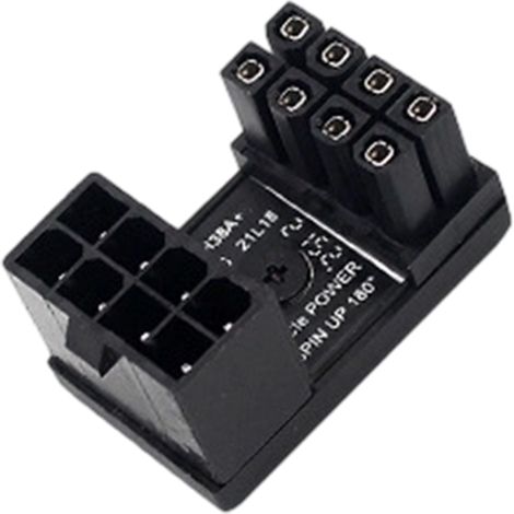 Adaptateur coudé à 180° soudé solidement, connecteur femelle 8 broches vers mâle 8 broches avec coque isolante pour carte graphique (1/5)
