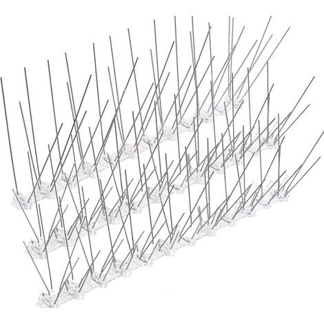 Pic Anti Pigeon en Acier Inoxydable et Base en Plastique Souple, 10 Pièces de 25 cm, Pointes Anti Oiseaux, Moineaux, Corneilles (1/5)