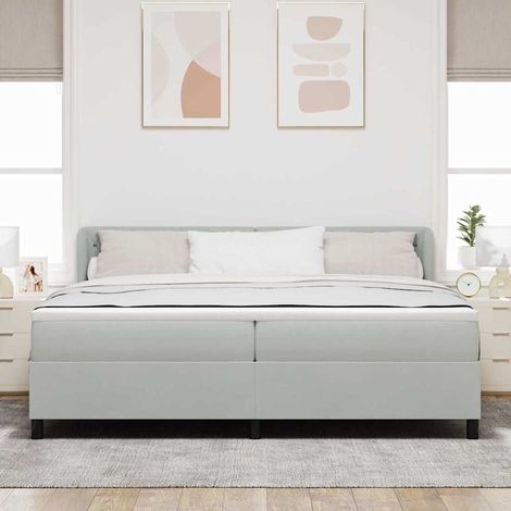 Teenpull – Boxspringbett mit Matratze Hellgrau 200 x 200 cm Samt (1/5)