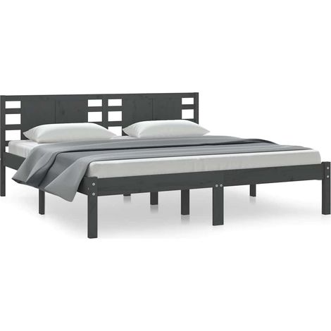 Maison Exclusive - Massivholzbett Grau Kiefer 200x200 cm (1/5)