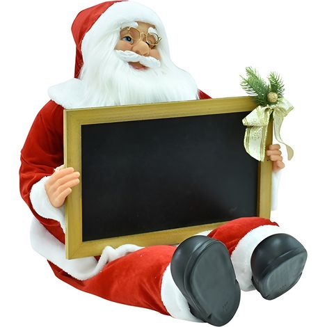 Babbo Natale Rosso  Seduto con Lavagna Decorazione Natalizia Alta 80 cm Ideale per Casa e Locali Commerciali negozi in tessuto (1/4)