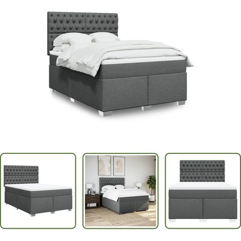 vidaXL Taschenfederkern - Boxspringbett mit Matratze Dunkelgrau 160x200 cm Stoff (1/5)