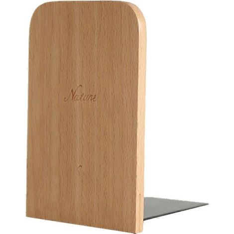 Lot de 2 serre-livres en bois de hêtre massif, fabriqués artisanalement. Serre-livres robuste pour présentoir à livres.