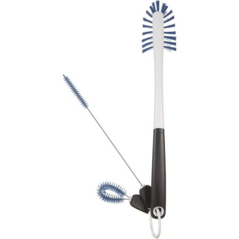 kit de nettoyage pour bouteilles 3 en 1 , Brosse de nettoyage, Petite brosse et goupillon, Bleu (1/5)