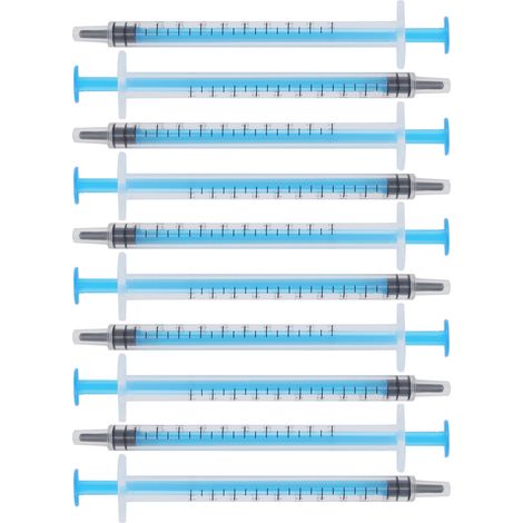 10 seringues en plastique, manuelles, industrielles, à usage unique, 1 ml, à ouverture droite (1/5)