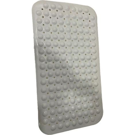 Lange PVC-Badematte, rutschfest und schimmelresistent, mit Abflusslöchern und Saugnäpfen, maschinenwaschbar, einfarbig weiß, 100 x 40 cm (1/5)