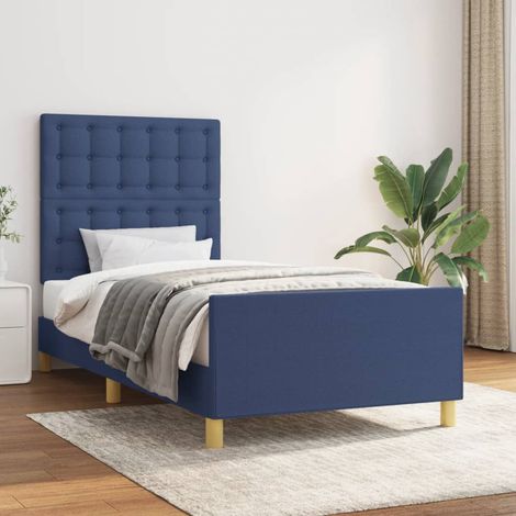 Bettgestell ohne Matratze Blau 100x200 cm Stoff