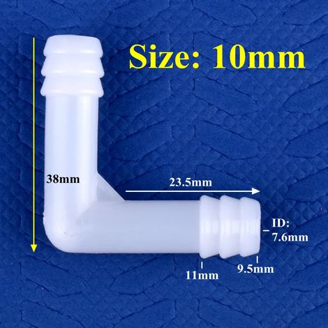 (10-10 mm - 50 pièces) 5 à 500 pièces. Raccord coudé PE 8 mm et 10 mm pour tuyau d'arrosage, pompe à air, réservoir d'aquarium, irrigation, jardin. (1/5)