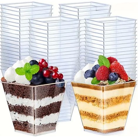 Coppette quadrate da dessert da 150 ml, 50 pezzi, contenitori per snack e dessert (1/3)