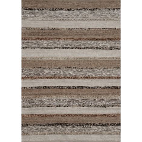 Tapis boho multicolore en jute et laine toucher naturel antidérapant - Beige naturel et tons terre multicolores