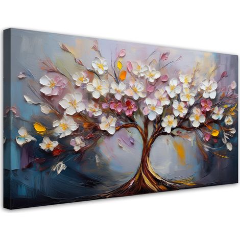 Tableau déco Abstraction colorée de l'arbre de vie 100x50 (1/5)