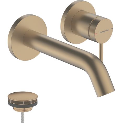 Hansgrohe Tecturis S - Grifo de lavabo empotrado, con desagüe, instalación de 2 agujeros, EcoSmart, bronce cepillado 73350140 (1/5)