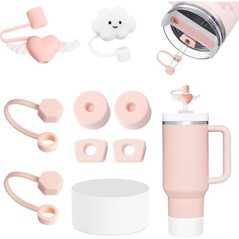 (Kit rose de 9 pièces) 6 bouchons anti-soulèvement en silicone et 2 bouchons adaptés aux bandes LED de 9 à 10 mm (1/4)