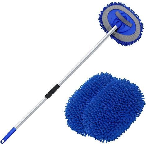 Cepillo de limpieza para coches – Mango telescópico de 157 cm – Cabezal de microfibra resistente a los arañazos – Limpieza de vehículos y superficies (1/5)