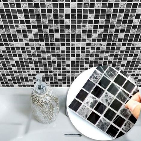 Sticker Mural - 3D Auto-Adhésif - 15 x 15 cm - Blanc - Contemporain - 10 Pièces (1/4)