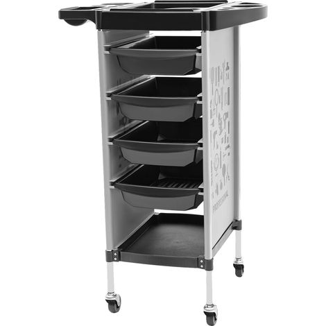 Chariot de salon, 6 niveaux, 4 tiroirs, BLANC (1/2)