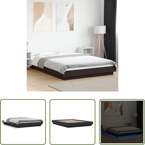 vidaXL LED Beleuchtung - Bettgestell mit LED Schwarz 120x190 cm Holzwerkstoff (1/5)