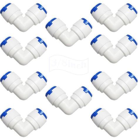 3/8 pouce coude à connexion rapide, RO Raccord Osmoseur de Filtre à Eau, pour système d'osmose inverse RO (10 pcs) (1/5)