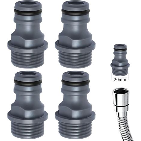 Connettore per rubinetto da giardino – Confezione da 4, filettatura maschio G 1/2″ (20 mm), ottone cromato