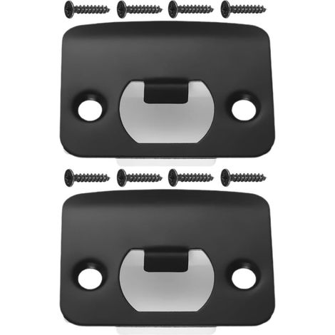 2 Pieces Steel Interior Striker Pieces Plates Screws Strike Black