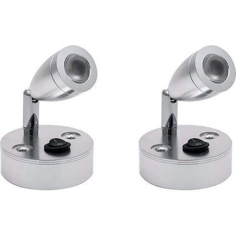 Lampe de lecture LED 12 V pour camping-car, caravane et bateau – lumière blanche, finition argentée, lot de 2 (1/5)