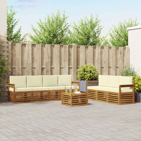Sofagarnituren 8 pcs Natur und Creme Massivholz Akazie (1/5)