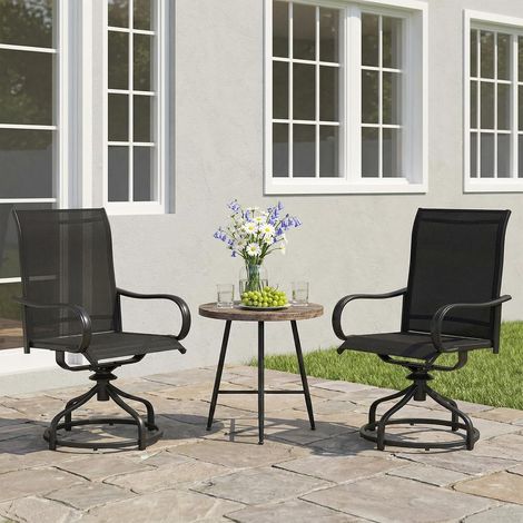 Set di 2 sedie da giardino con schienale alto, girevoli a 360°, resistenti alle intemperie, schienale e seduta trapuntate, portata fino a 150 kg, nero (1/5)
