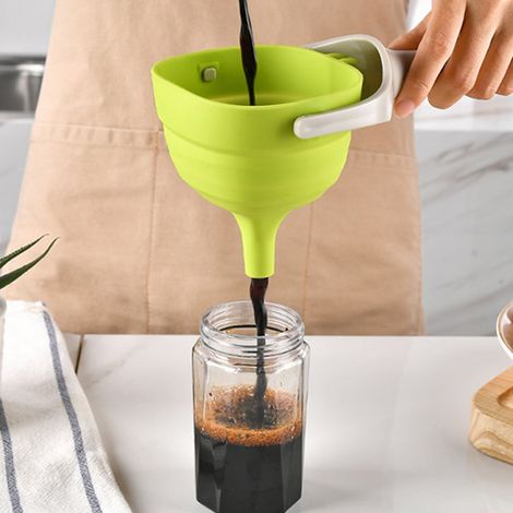 Entonnoir de cuisine pliable en silicone, distributeur à large ouverture de 10,4 cm (4,1 pouces), entonnoir portatif pour huile et vin (1/5)