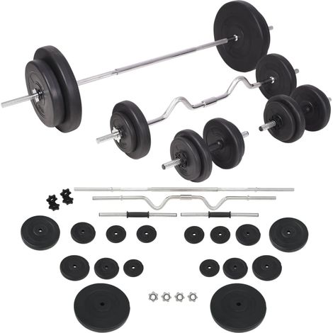 Juego de pesas 90 kg barras y mancuernas vidaXL (1/5)