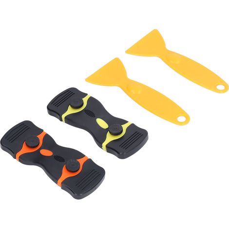Lot grattoir double tranchant multifonction avec 2 manches, 2 grattoirs, 6 lames plastique, 6 lames métal ABS pour joint cuisine salle de bain colle (1/5)