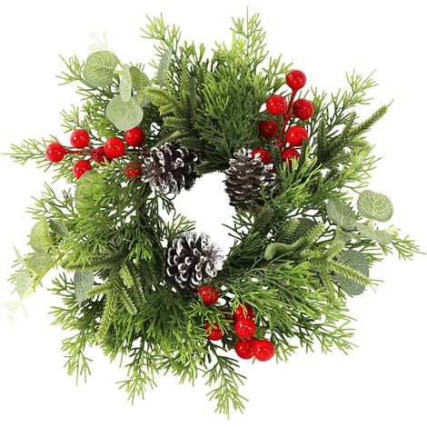 Couronne De Bougie De Noël - Anneau De Support Pour Bougie De 10 Cm - Décoration Festive Pour Table, Porte, Cheminée - PP - 1 Pièce (1/5)