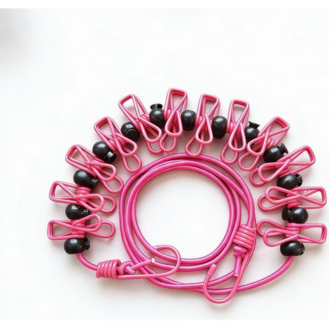 Tendedero elástico para acampar y viajar, ideal para balcones y jardines (rojo, 1 unidad) (1/5)