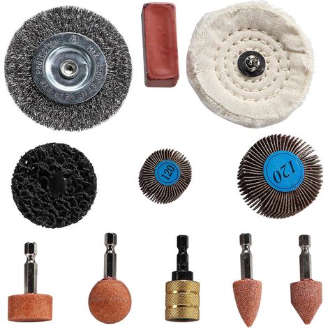 11 tlg. Set Reinigungs und Polierset Schleifkörper Lamellenschleifer Scheibenbürste (1/3)